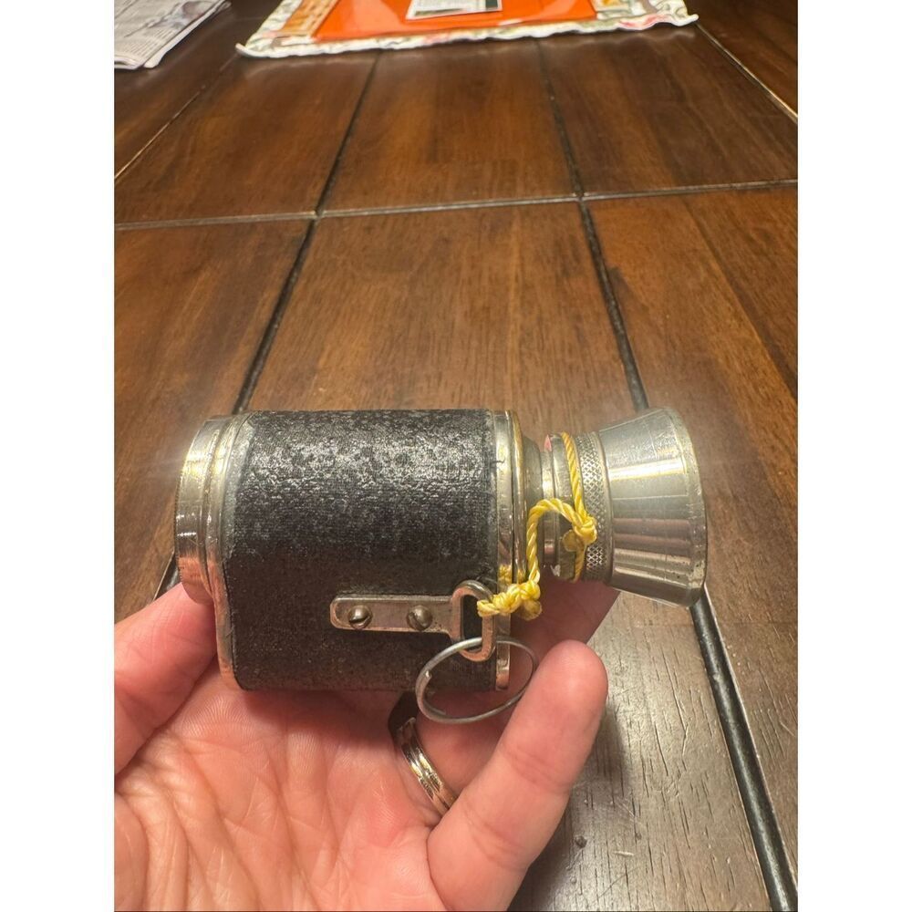 Vintage High Power Monocular Telescope Pocket Scope Leather Covered Optic